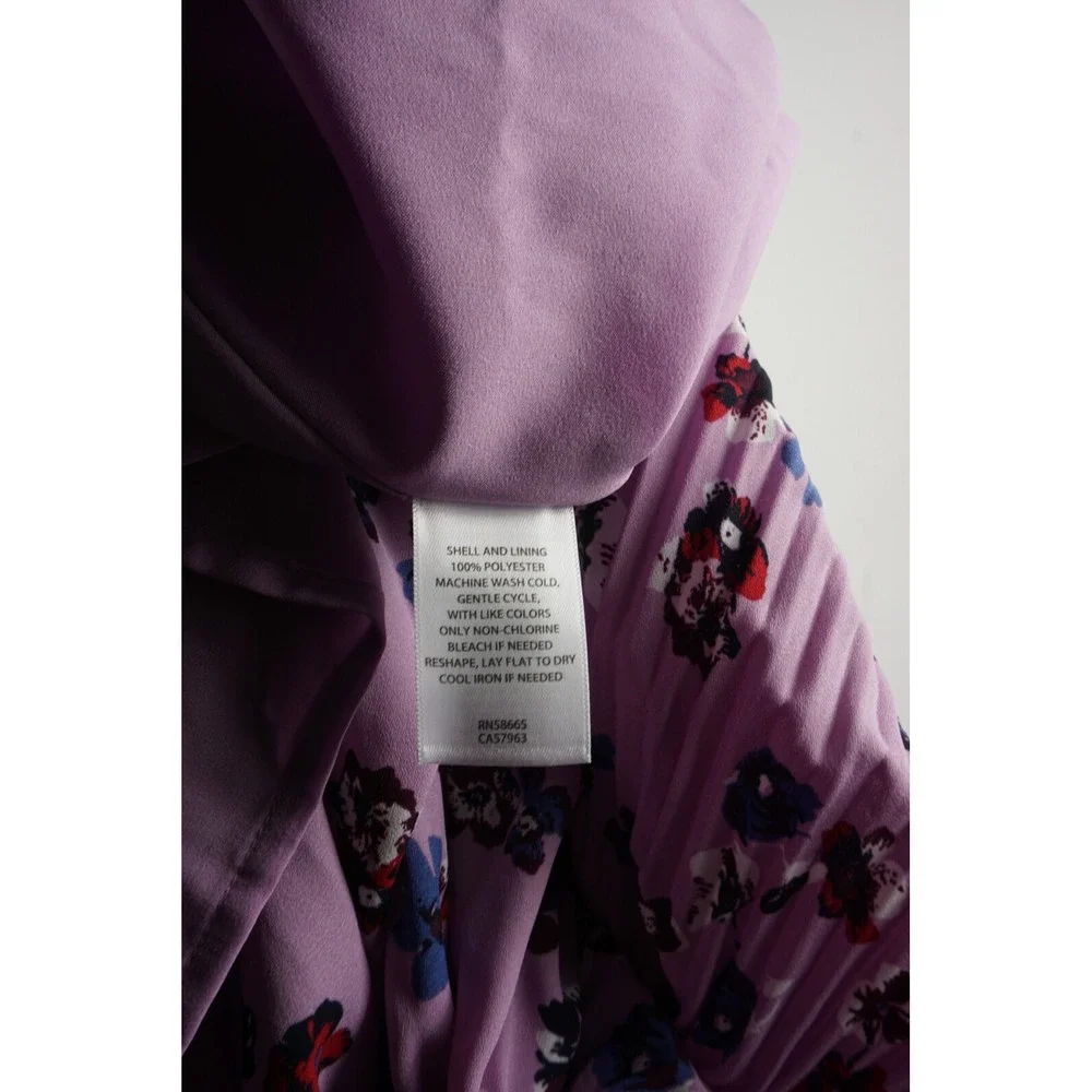 New Halogen(r) Women's Size S Sleeveless Pleated Purple Darota Floral Midi Dress